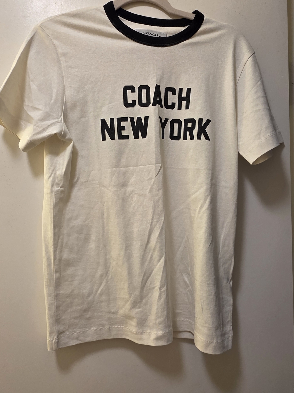 Coach White and Black Ringer Logo Tee